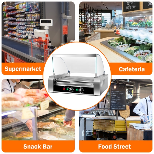 Costway Commercial 30 Hot Dog 11 Roller Grill Cooker Machine W/ cover
