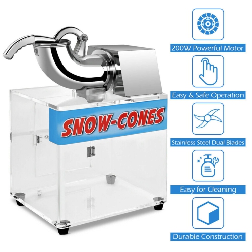 Costway Electric Snow Cone Machine Ice Shaver Maker Shaving Crusher Dual Blades