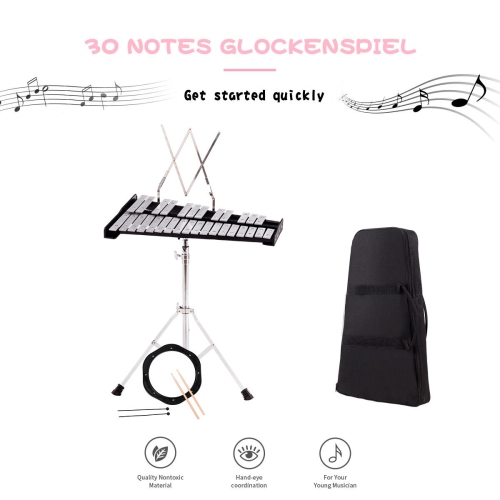 Mallets+sticks+stand Giantex Percussion Glockenspiel Bell Kit 30 Notes w/Practice Pad 