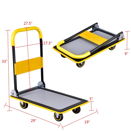 330lbs Folding Platform Cart Dolly Push Hand Truck Moving Warehouse Foldable