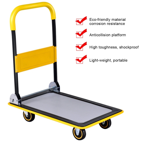 330lbs Folding Platform Cart Dolly Push Hand Truck Moving Warehouse Foldable