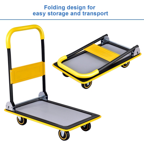 330lbs Folding Platform Cart Dolly Push Hand Truck Moving Warehouse Foldable