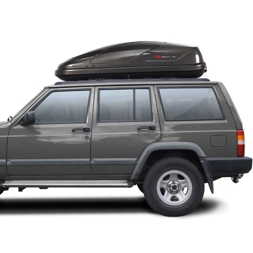 Goplus 14 Cubic Feet Cargo Box Dual-sided Opening Car Roof Box Rack Mount Carrier