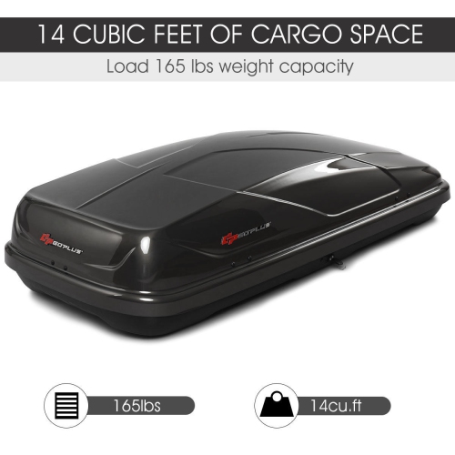Goplus 14 Cubic Feet Cargo Box Dual-sided Opening Car Roof Box Rack Mount Carrier