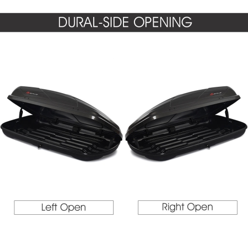 Goplus 14 Cubic Feet Cargo Box Dual-sided Opening Car Roof Box Rack Mount Carrier
