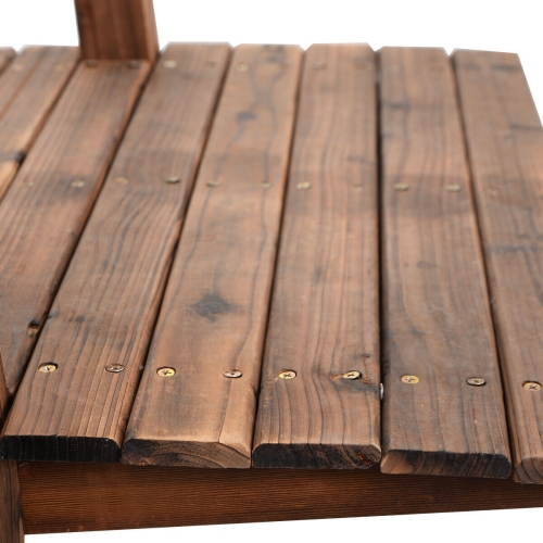 5' Wooden Bridge Stained Finish Decorative Solid Wood Garden Pond Arch Walkway