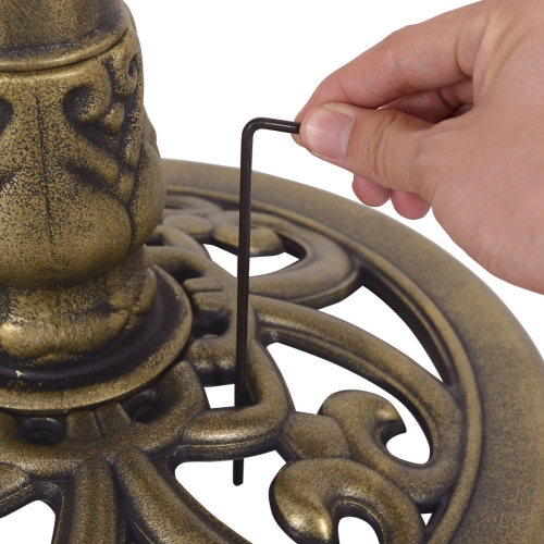 Costway Antique Gold Freestanding Pedestal Bird Bath Feeder Garden Yard Decor