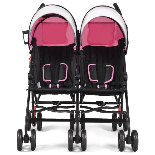 Twin Baby Double Stroller Kids Ultralight Umbrella Stroller Pushchair Pink