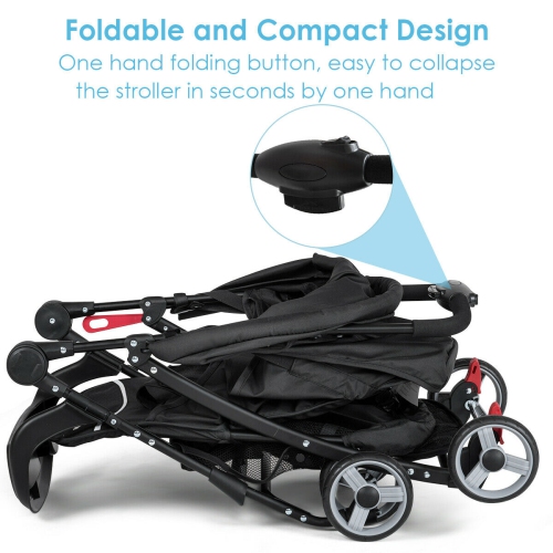 Foldable Baby Stroller Kids Travel Pushchair 5-Point Safety System Black