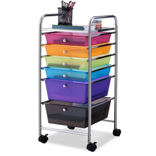 COSTWAY 6 Drawer Rolling Storage Cart Tool Organizer Scrapbook Paper Office School