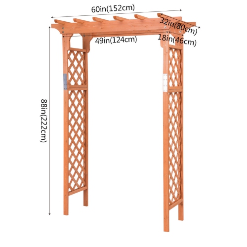 Arbor Over 7FT High Wooden Garden Arch Trellis Pergola Outdoor Patio Plant