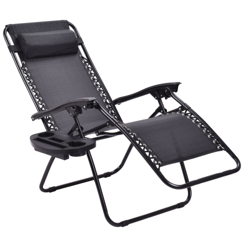 Costway 2PC Zero Gravity Lounge Chairs Patio Folding Recliner Outdoor W/ Cup Holder