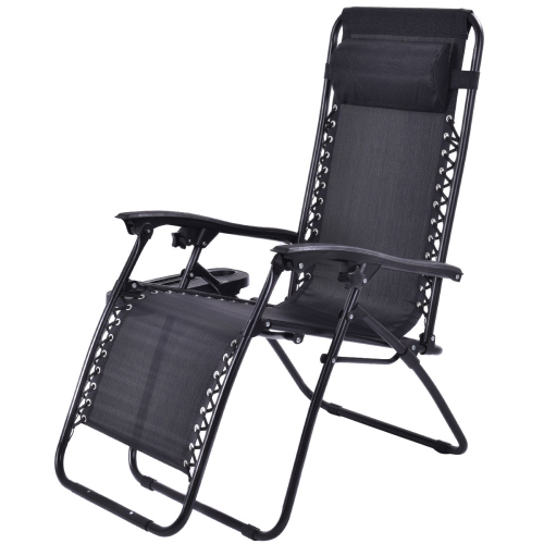 Costway 2PC Zero Gravity Lounge Chairs Patio Folding Recliner Outdoor W/ Cup Holder