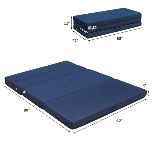 Costway – Grand lit 4 po, lit deux places, matelas en mousse pliable, canapé-lit, lit deux places, lit deux places