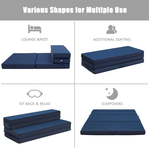 Costway – Grand lit 4 po, lit deux places, matelas en mousse pliable, canapé-lit, lit deux places, lit deux places