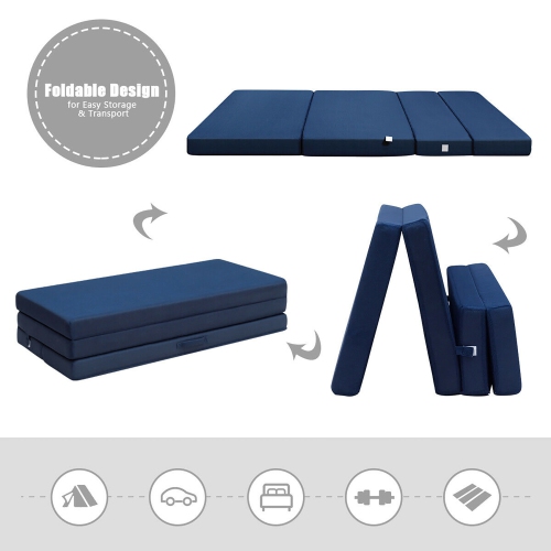 Costway – Grand lit 4 po, lit deux places, matelas en mousse pliable, canapé-lit, lit deux places, lit deux places