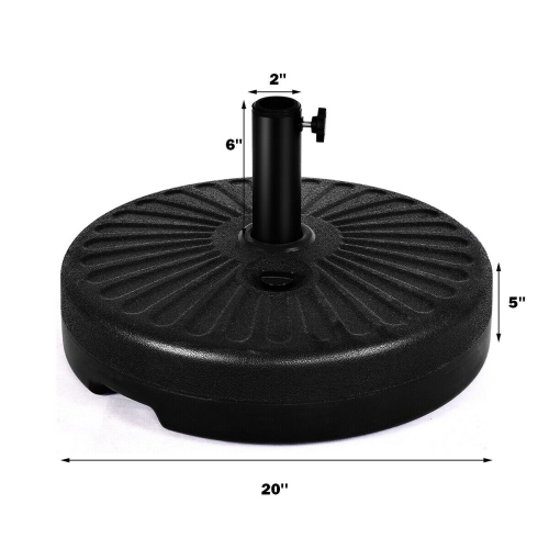 Costway 20'' Round 23L Water Filled Umbrella Base Stand Self-filled Patio Furniture