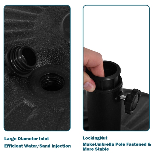 Costway 20'' Round 23L Water Filled Umbrella Base Stand Self-filled Patio Furniture