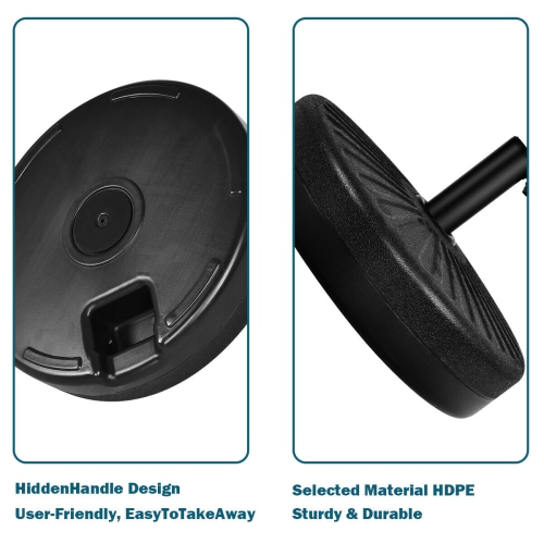 Costway 20'' Round 23L Water Filled Umbrella Base Stand Self-filled Patio Furniture