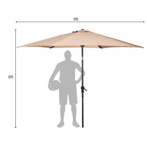 Costway 9FT Patio Umbrella Patio Market Steel Tilt W/ Crank Outdoor Yard Garden