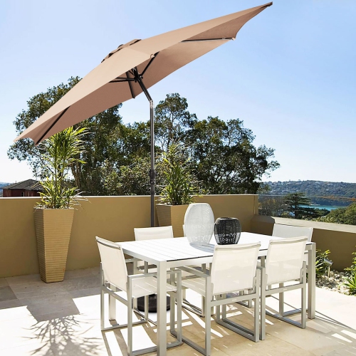 Costway 9FT Patio Umbrella Patio Market Steel Tilt W/ Crank Outdoor Yard Garden