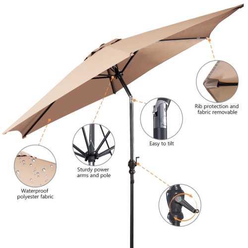 Costway 9FT Patio Umbrella Patio Market Steel Tilt W/ Crank Outdoor Yard Garden