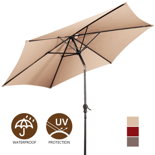 Costway 9FT Patio Umbrella Patio Market Steel Tilt W/ Crank Outdoor Yard Garden
