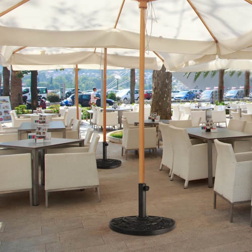 Costway 20'' Outdoor Patio Half Round Umbrella Base Stand Resin Deck Table Sun Shade