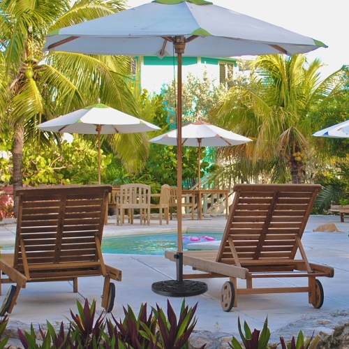 Costway 20'' Outdoor Patio Half Round Umbrella Base Stand Resin Deck Table Sun Shade