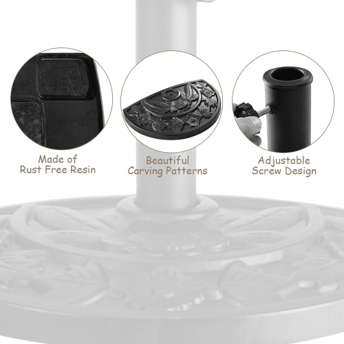 Costway 20'' Outdoor Patio Half Round Umbrella Base Stand Resin Deck Table Sun Shade