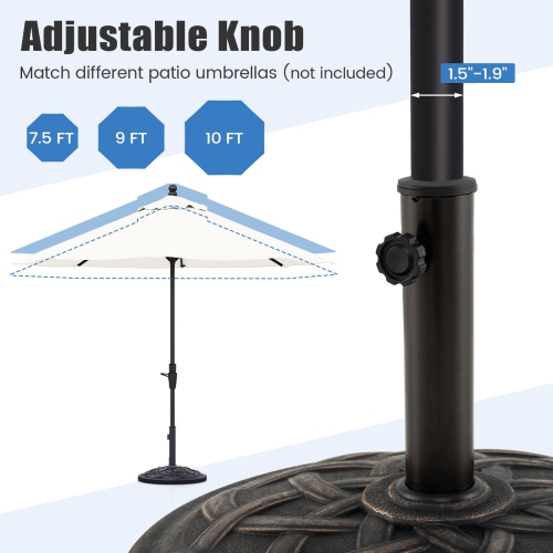 Costway 22'' Round Heavy Duty Umbrella Base Stand Market Patio Standing Outdoor Patio