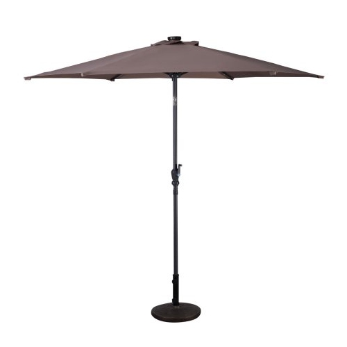 Costway 9FT Patio Solar Umbrella LED Patio Market Steel Tilt W/ Crank Outdoor