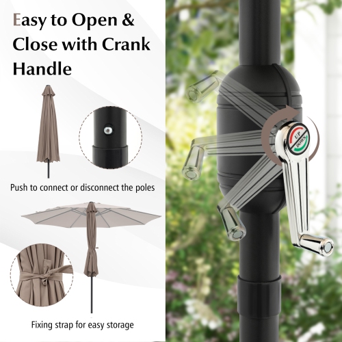 Costway 10 FT Patio Umbrella Patio Market Steel Tilt W/ Crank Outdoor Yard Garden