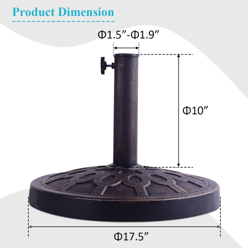 Costway 17.5'' Round Umbrella Base Stand Market Patio Standing Outdoor Garden Heavy Duty