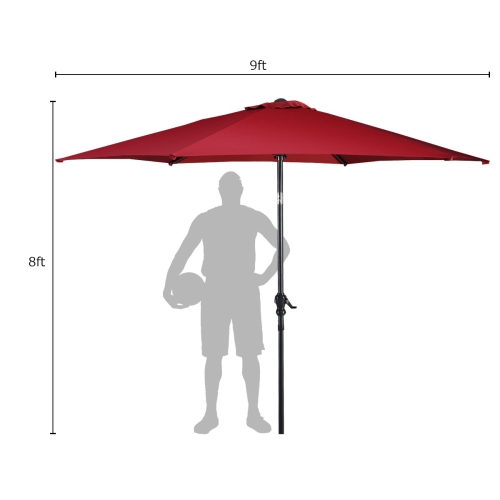 Costway 9FT Patio Umbrella Patio Market Steel Tilt W/ Crank Outdoor Yard Garden
