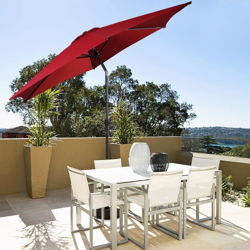 Costway 9FT Patio Umbrella Patio Market Steel Tilt W/ Crank Outdoor Yard Garden