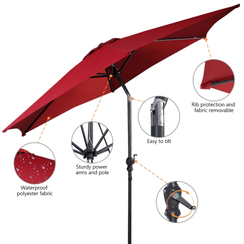 Costway 9FT Patio Umbrella Patio Market Steel Tilt W/ Crank Outdoor Yard Garden