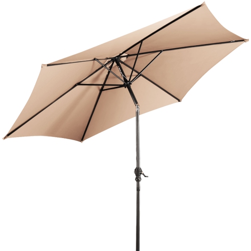 Costway 10 FT Patio Umbrella Patio Market Steel Tilt W/ Crank Outdoor Yard Garden