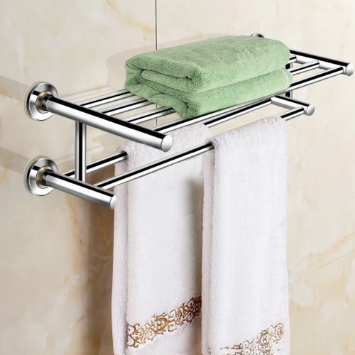 Costway Wall Mounted Towel Rack Rail Holder Storage Shelf Stainless Steel Bathroom