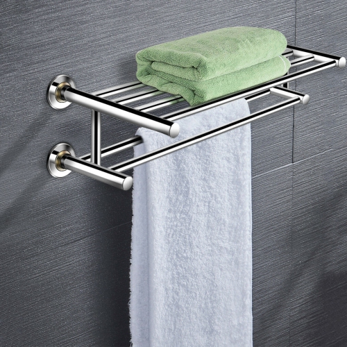 Costway Wall Mounted Towel Rack Rail Holder Storage Shelf Stainless Steel Bathroom