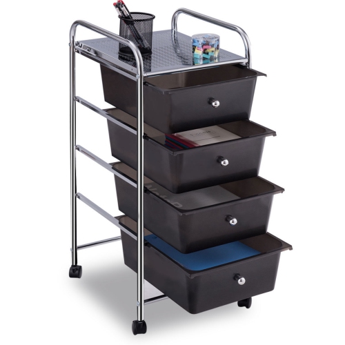 Costway 4 Drawers Metal Rolling Storage Cart Scrapbook Supply & Paper Home Office