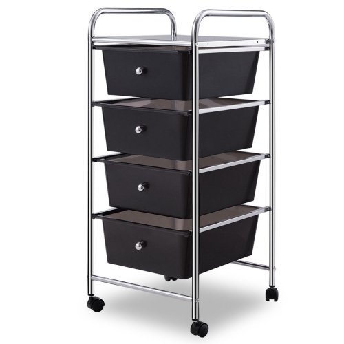 Costway 4 Drawers Metal Rolling Storage Cart Scrapbook Supply & Paper Home Office