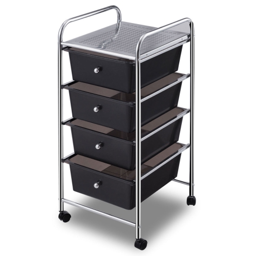 Costway 4 Drawers Metal Rolling Storage Cart Scrapbook Supply & Paper Home Office