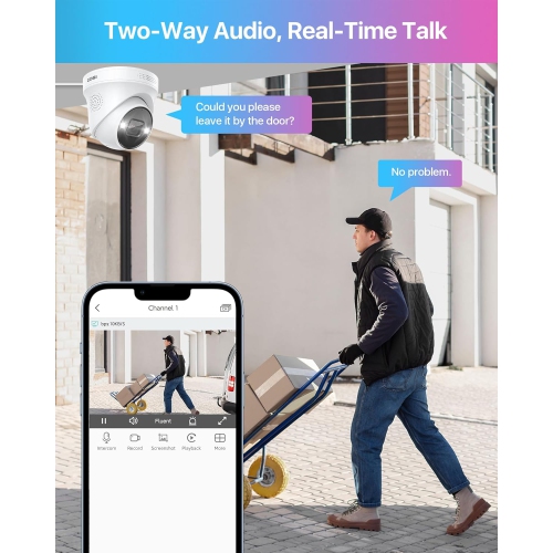 ZOSI 4K 8CH PoE NVR Home Security Camera System, 4pcs 8MP Wired Spotlight POE IP Surveillance Cameras Outdoor with 2-Way Audio, Human Detection,