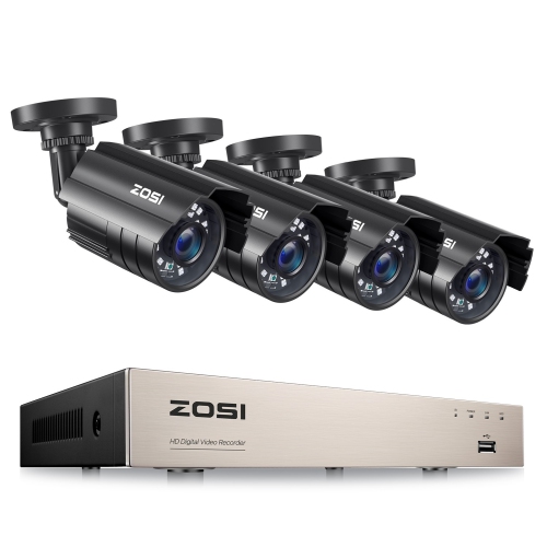 ZOSI H.265+ 8CH 5MP Lite DVR Home Security Camera System, 4pcs