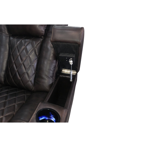 Valencia Tuscany Top Grain 11000 Italian Nappa Leather Power Reclining, Lumbar, Dark Chocolate Home theatre Seating 3-Seats