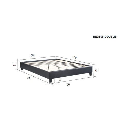 Husky® Paragon Upholstered Platform Bed – Double - Black