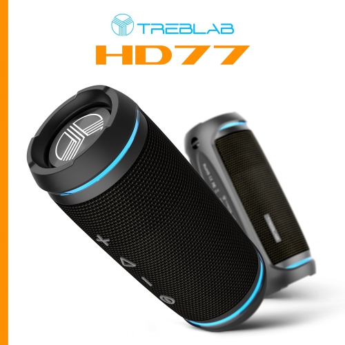 TREBLAB HD77 Ultra Premium Bluetooth Speaker, Loud 360° HD Surround Sound, Wireless Dual Pairing, 25W Stereo, Loud Bass, 20H Battery, IPX6 Waterproof, Sports Outdoor, Portable
