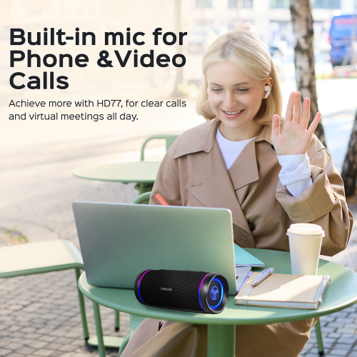 Haut-parleur Bluetooth HD77 de TREBLAB – Son puissant à 360° avec basses percutantes, audio portatif sans fil 30 W, batterie 20H, étanche IPX7,