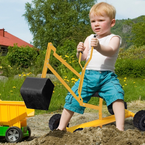 Costway Kid Ride-on Sand Digger Digging Scooper Excavator Heavy Duty Sand Toy